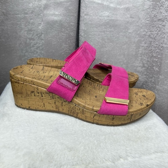 Vionic Women’s Atlantic Slide Adjustable Platform Wedges Sandal Pink Sz US 11 - Picture 1 of 12
